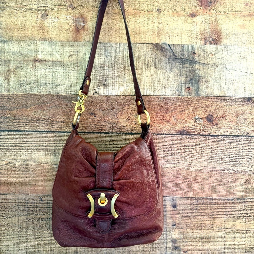 B. Makowsky Pebbled Leather Crossbody Bag